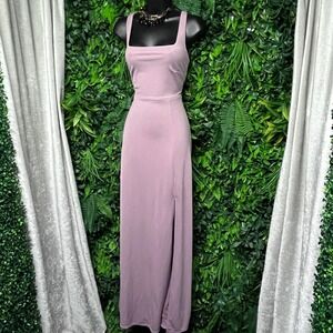 Birdy Grey Dress Size Small Purple Sleeveless Square Neck Maxi With Slit 3458